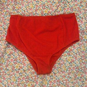 Good American High-waist Textured Bikini Bottom in Poppy Red Size M/L